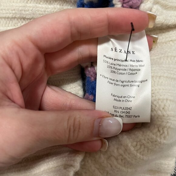 Sezane x Sea NY Merino Wool Blue & Purple Sleeveless Knit Sweater Size XXS - Picture 3 of 8